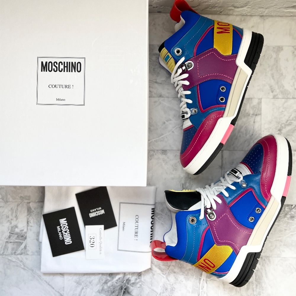 NEW Moschino Kevin 40 Colorblock High Top Sneaker - Picture 3 of 10